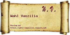Wahl Vaszilia névjegykártya